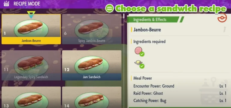 Pokémon Sandwich Recipes: Boost Your Meal Powers in Pokemon Scarlet & Violet
